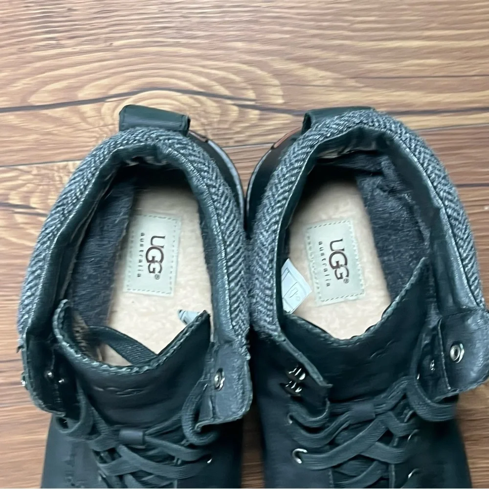 UGG ‘Merrick’ Black Leather Lace Up Boots Men’s Size 14 Shoes‎